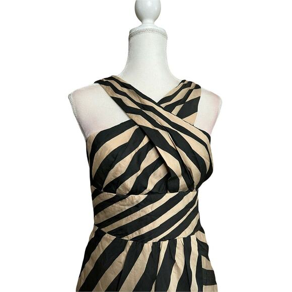 Anthropologie Leifsdottir Black and Tan Striped Macaw Dress Size 8 $298 - Picture 6 of 15